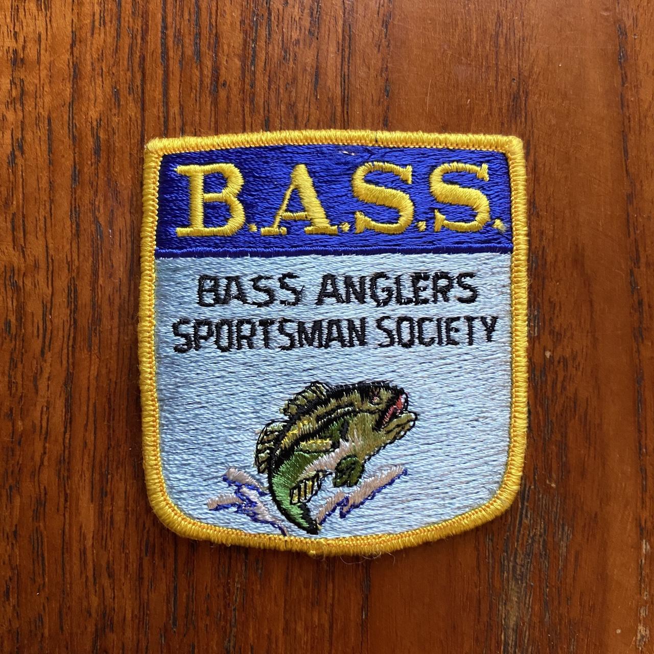 Vintage 80s USA patch bass anglers sportsman society fishing embroidered sew on badge