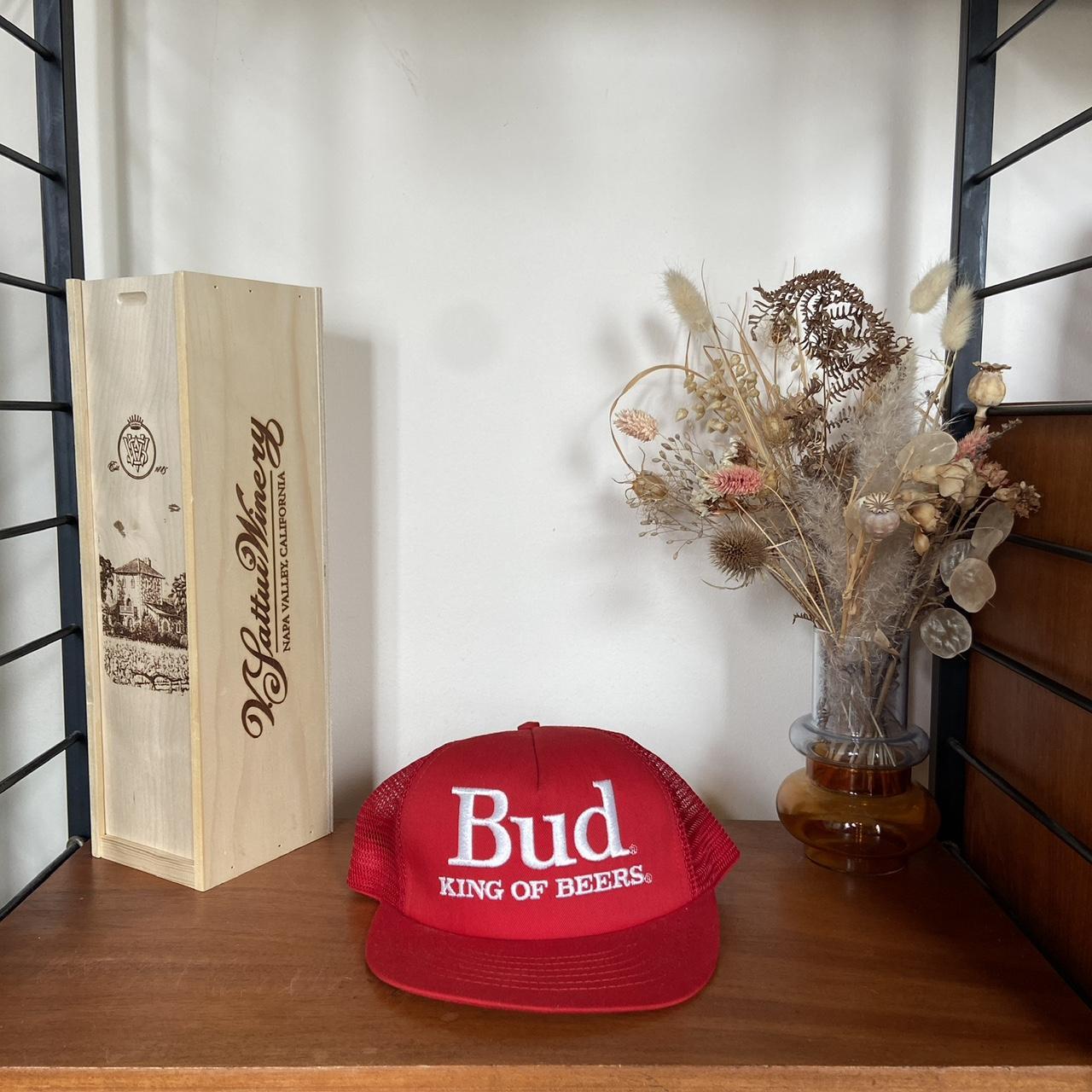 Vintage 90s USA Budweiser king of beers alcohol promotional graphic trucker cap