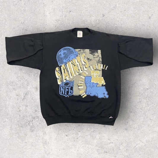 Vintage 90s USA New Orleans Saints NFL American football promotional graphic sweatshirt