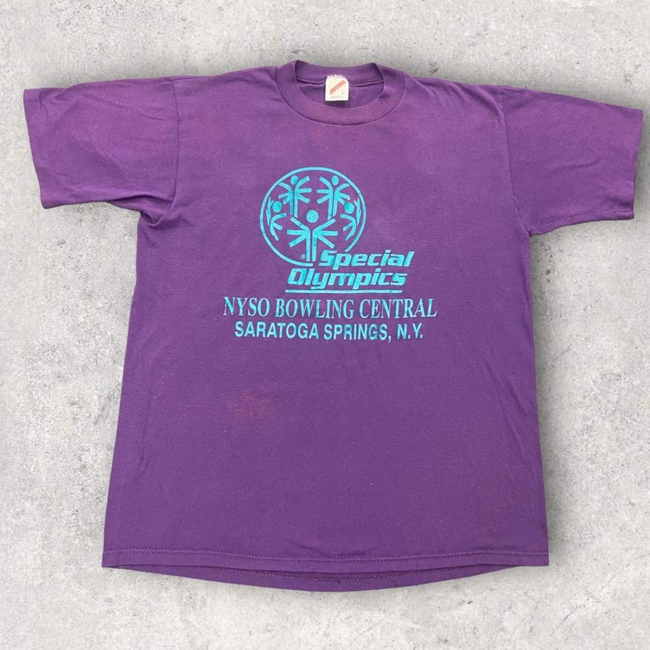 Vintage 90s USA special Olympics bowling Saratoga springs New York graphic t-shirt