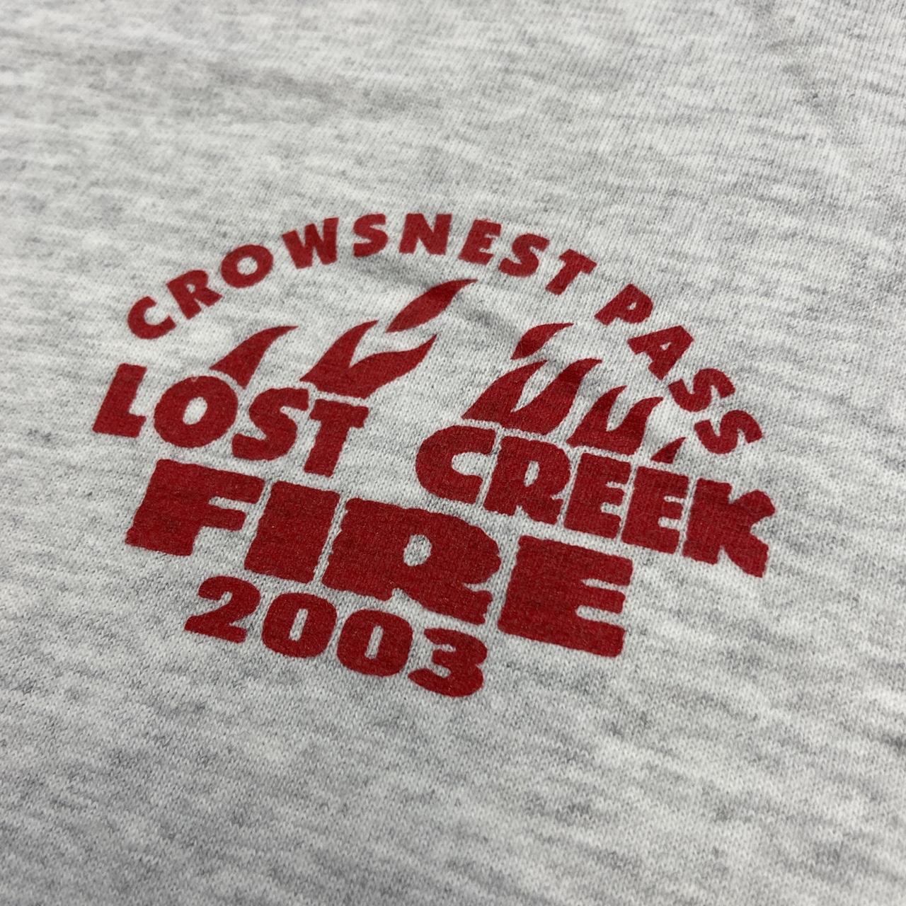 Vintage 2000s lost creek fire crowsnest pass Alberta Canada graphic grey t-shirt