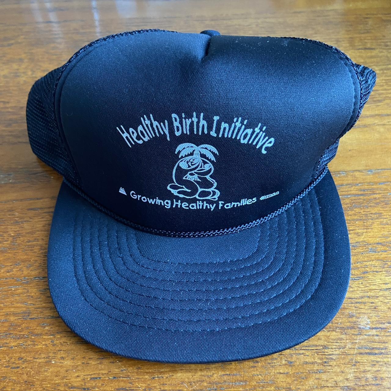 Vintage 90s USA healthy birth initiative promotional graphic trucker cap