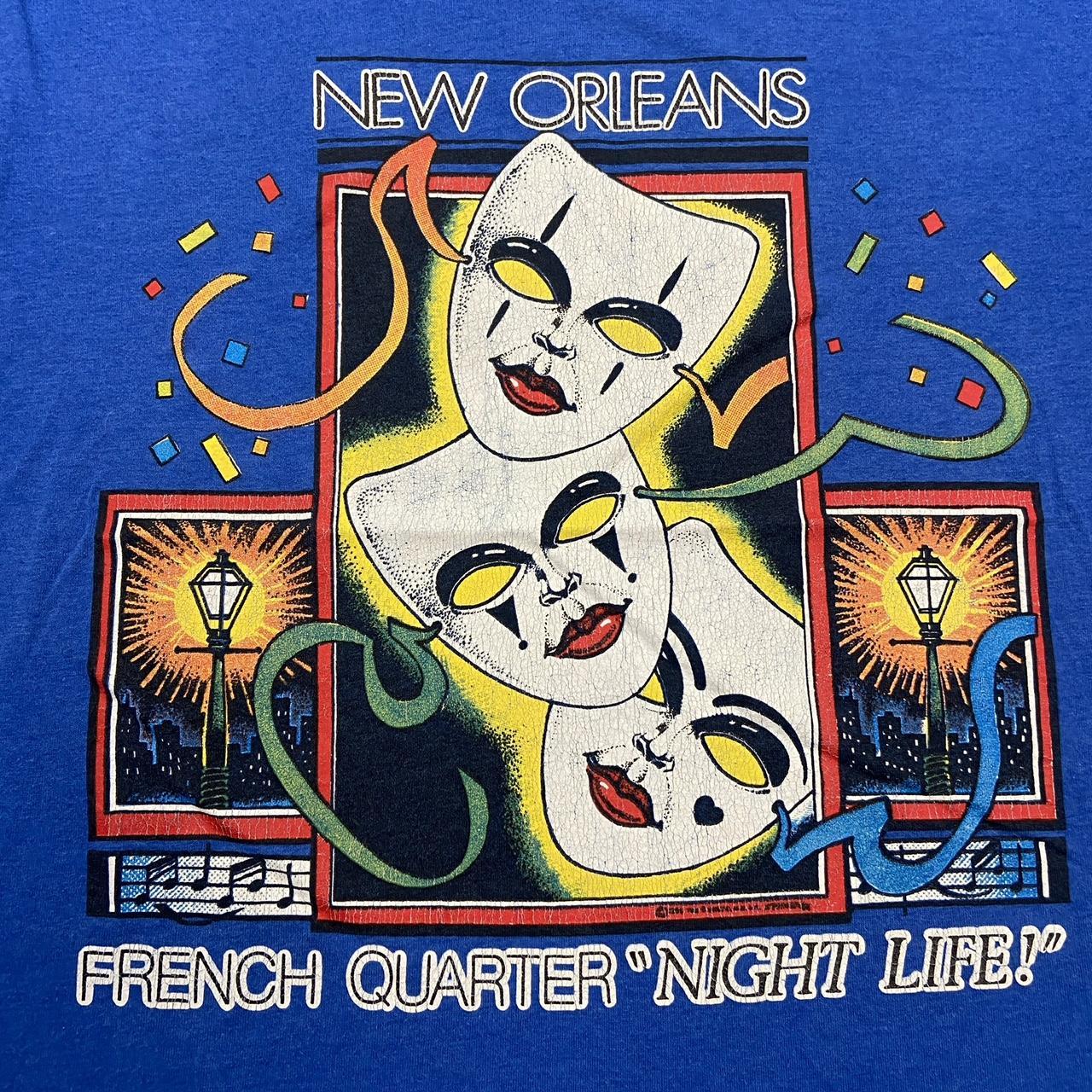 Vintage 90s USA New Orleans French Quarter night life Mardi Gras promotional graphic t-shirt