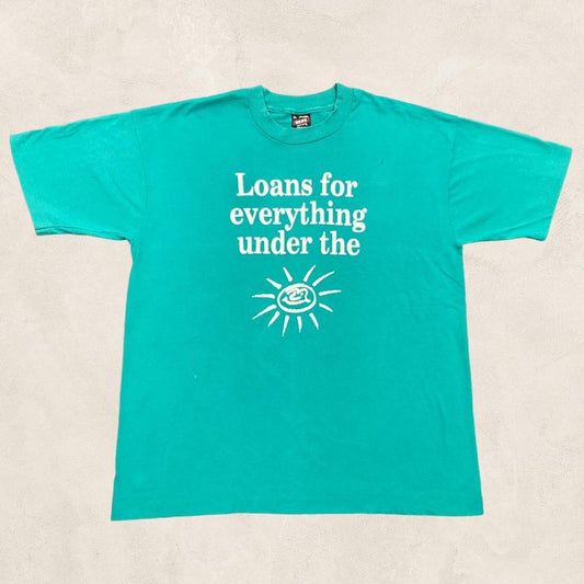 Vintage 90s USA national city bank “loans for everything under the sun’ graphic slogan t-shirt