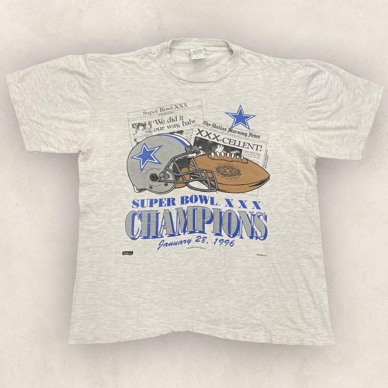 Vintage 90s USA Dallas Cowboys Super Bowl 30 champions NFL American football promotional t-shirt