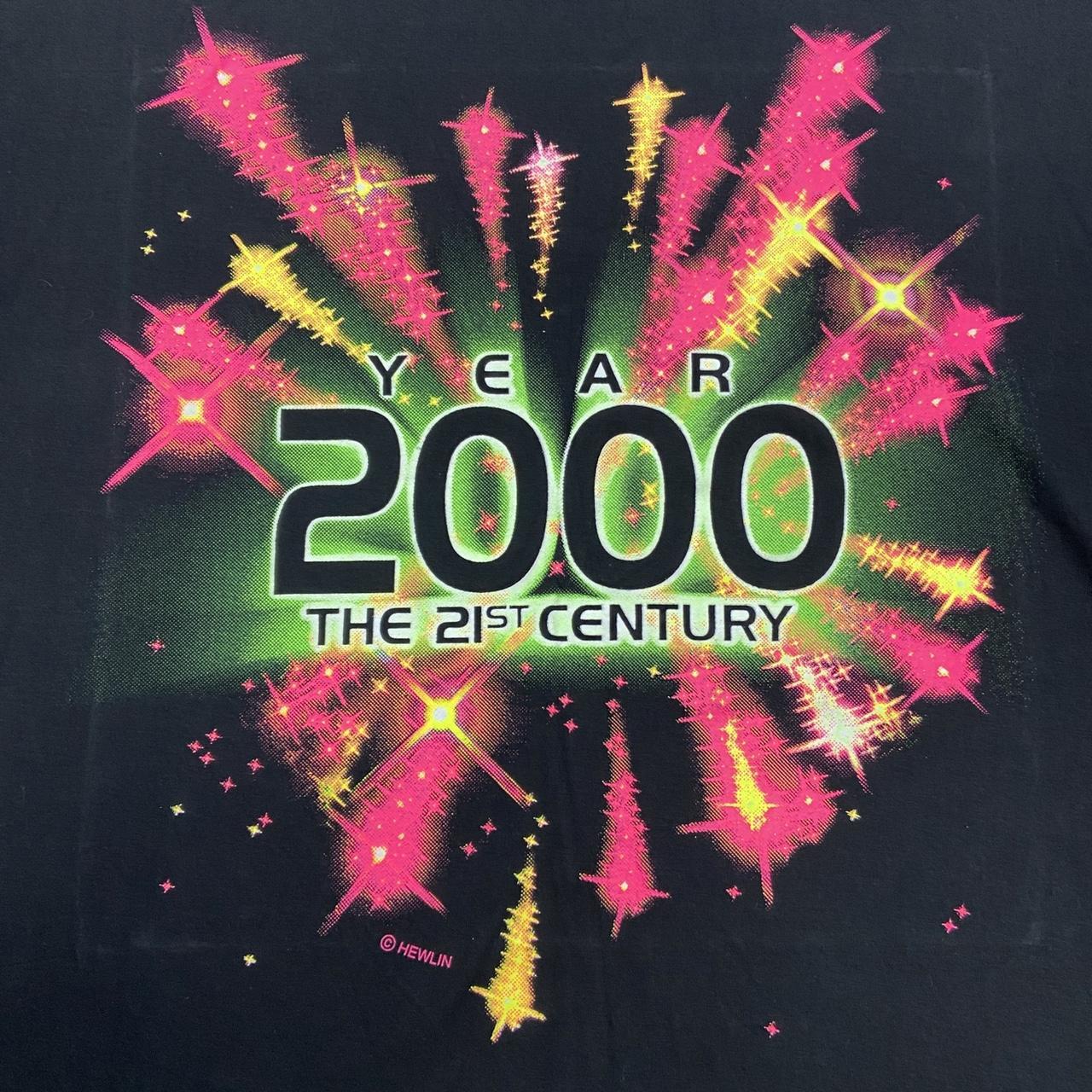Vintage 90s/2000 ‘the millennium’ celebration fireworks graphic black t-shirt