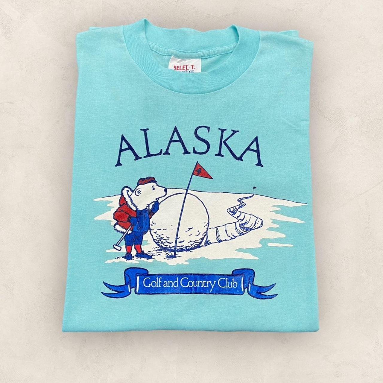 Vintage 90/ USA Alaska golf club polar bear tourist souvenir promotional graphic t-shirt