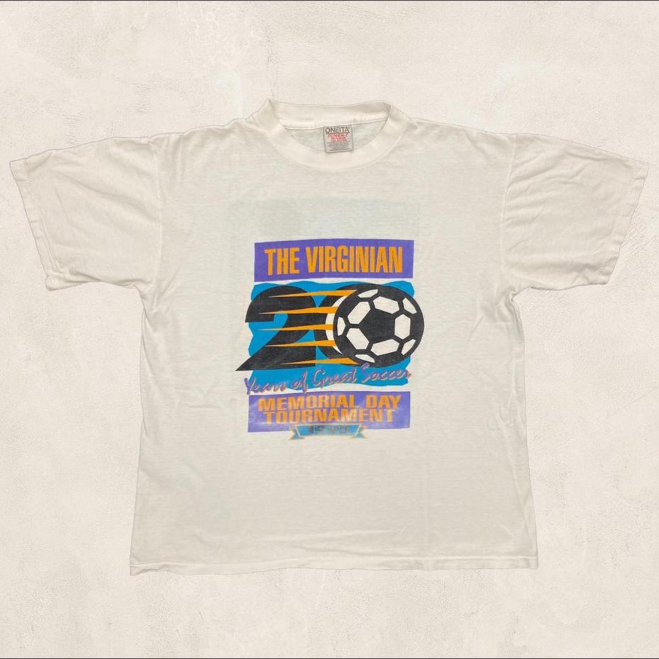 Vintage 90s USA the Virginian Memorial Day soccer tournament graphic football t-shirt