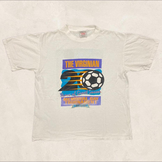 Vintage 90s USA the Virginian Memorial Day soccer tournament graphic football t-shirt