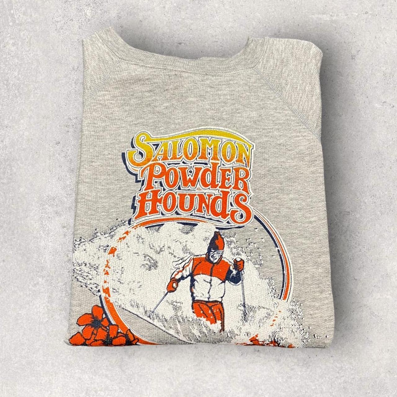 Vintage 90s Salomon sports powder hounds ski snowboard snow sports promotional graphic sweatshirt