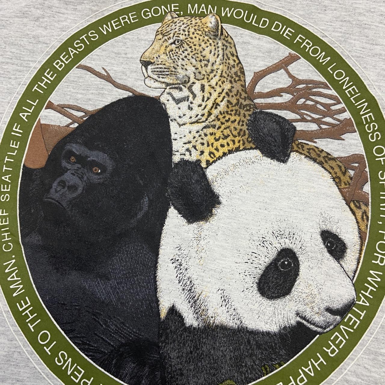 Vintage 90s USA animal wildlife ‘gorilla panda cheetah’ promotional graphic grey t-shirt