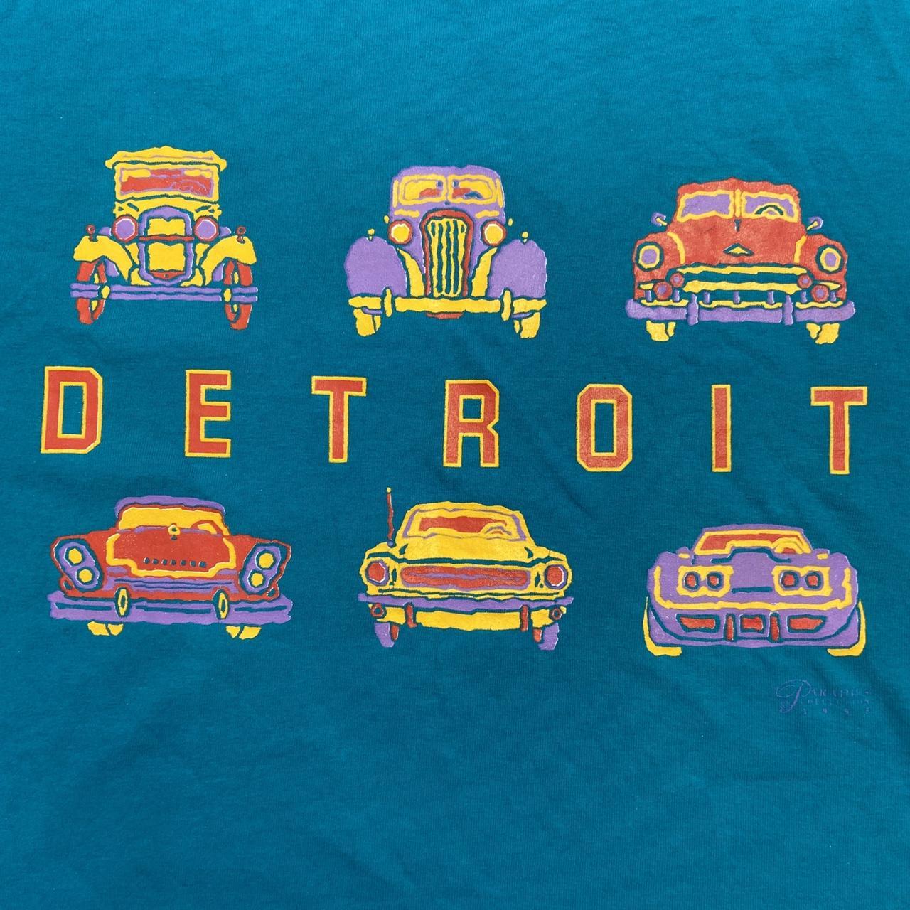 Vintage 90s USA Detroit Motor city turquoise t-shirt