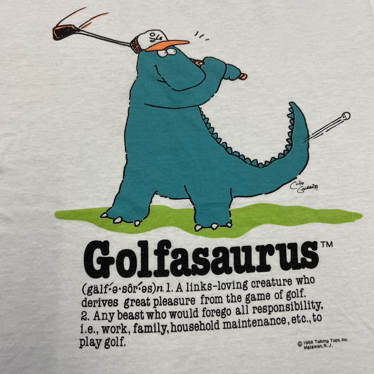 Vintage 80s USA “golfasaurus” golf dinosaur promotional graphic t-shirt