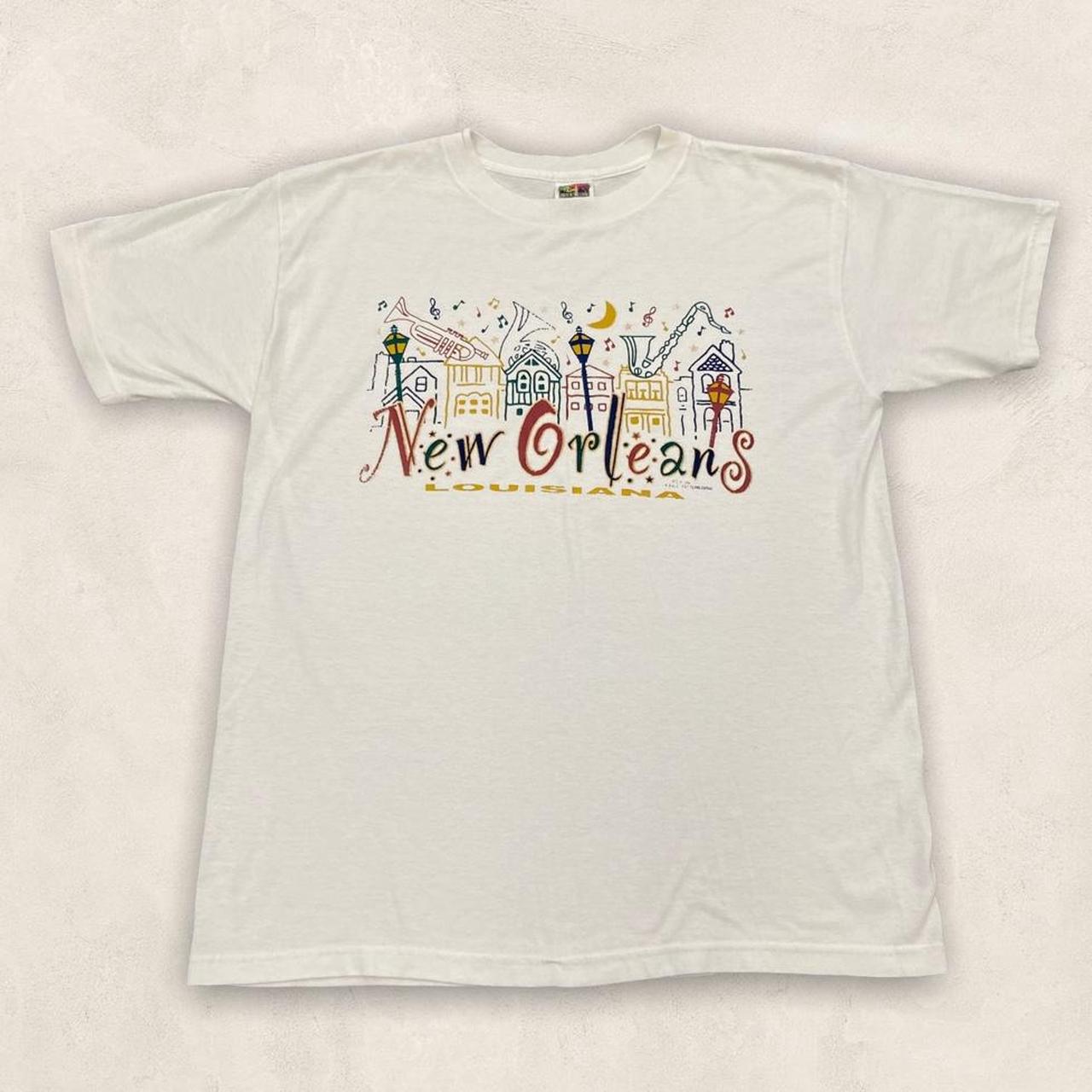 Vintage 90s USA New Orleans Louisiana jazz music graphic white t-shirt