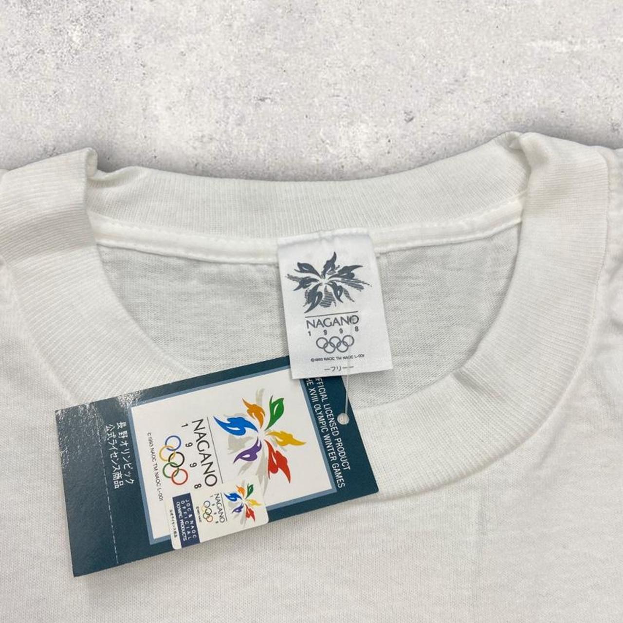 Vintage 90s Nagano Japan 1998 Winter Olympics dead-stock graphic white t-shirt