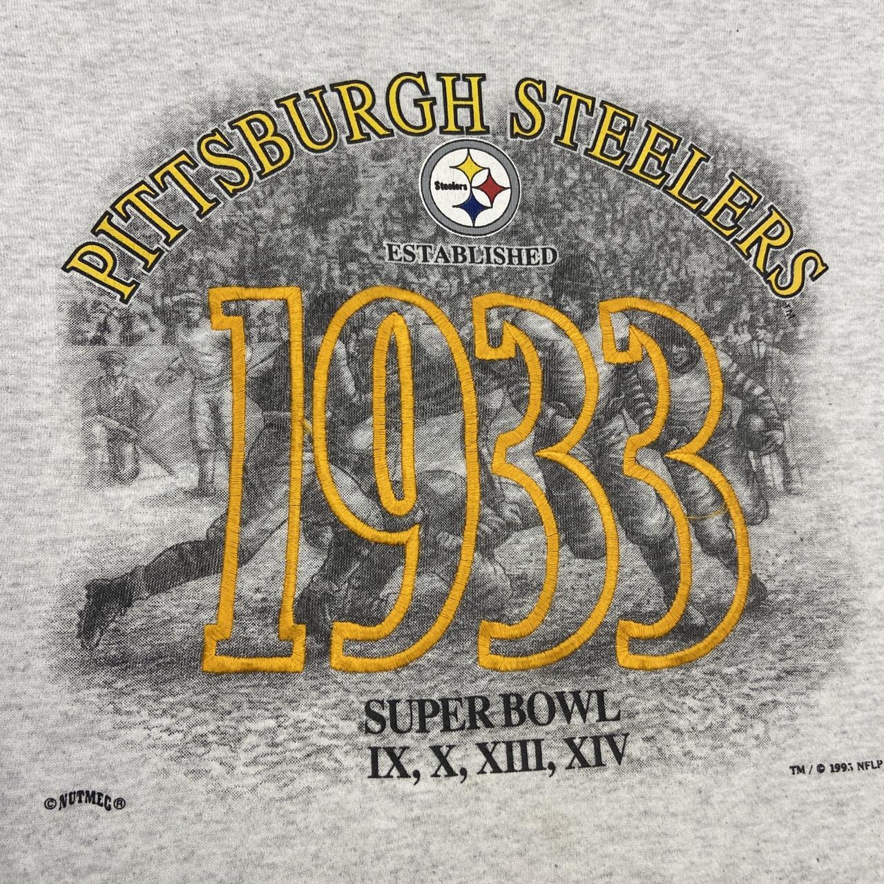 Vintage 90s USA Pittsburgh Steelers NFL American Football Super Bowl promotional graphic sweatshirt