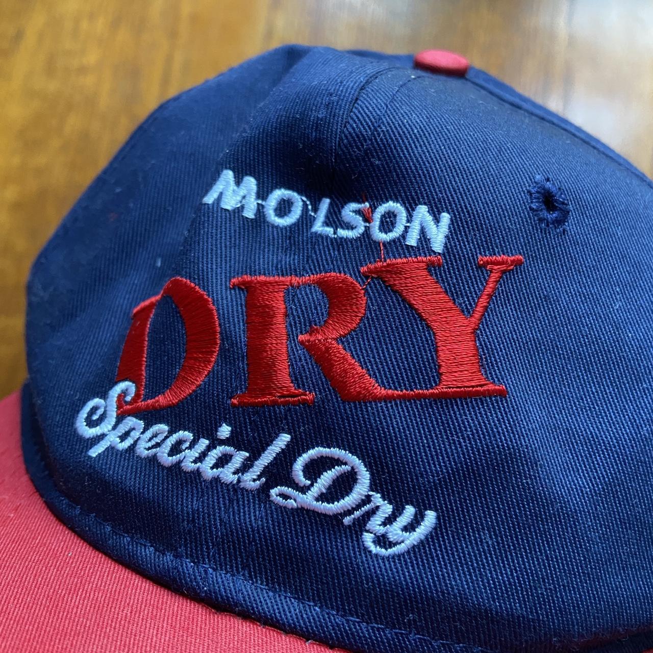 Vintage 90s Canada Molson Dry Beer Alcohol Montreal brewery  promotional graphic cap