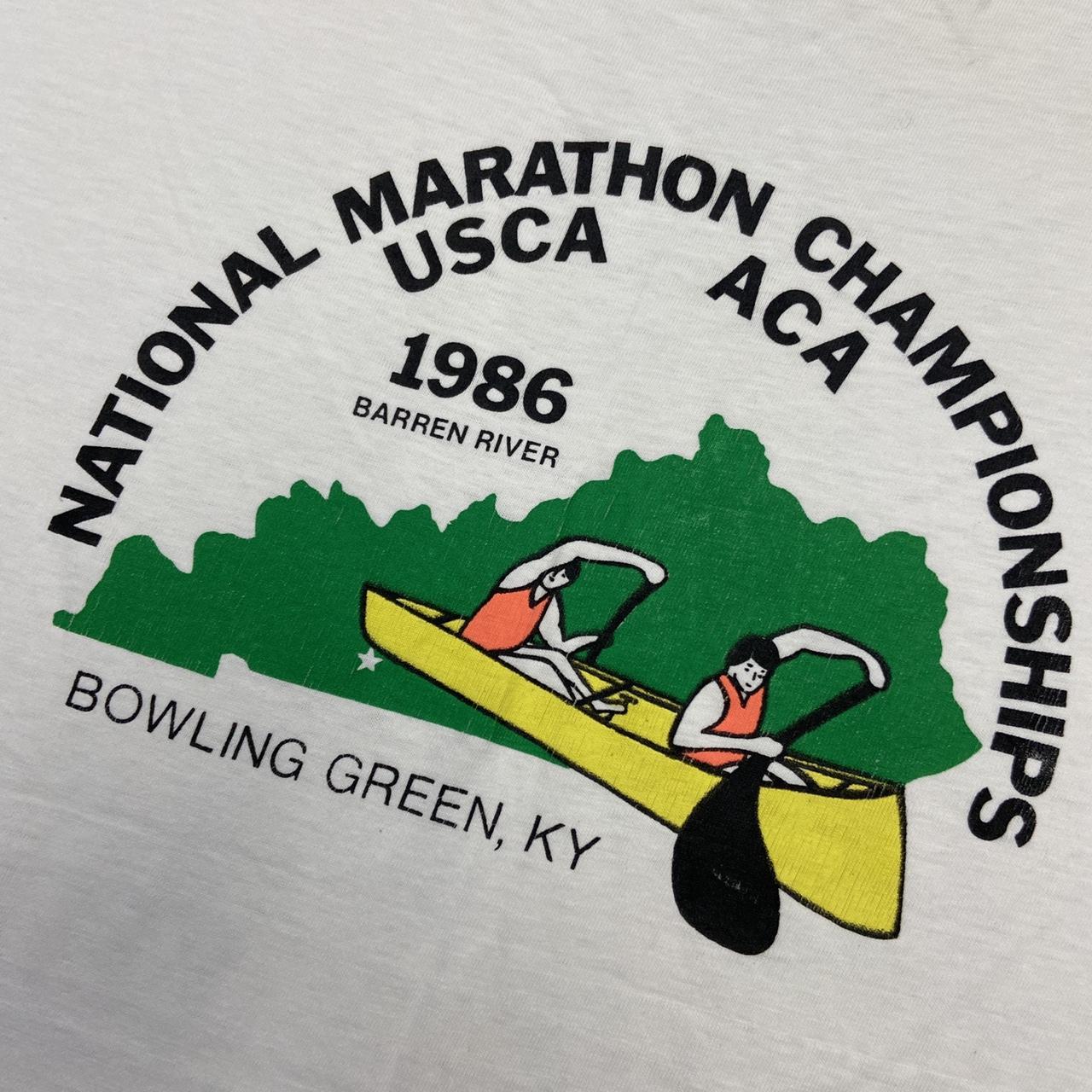 Vintage 80s USA National marathon championships canoeing barren river Kentucky graphic white t-shirt