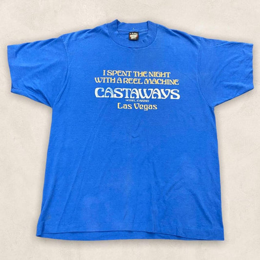 Vintage 90s USA castaways hotel/casino Las Vegas Nevada single stitch graphic blue t-shirt