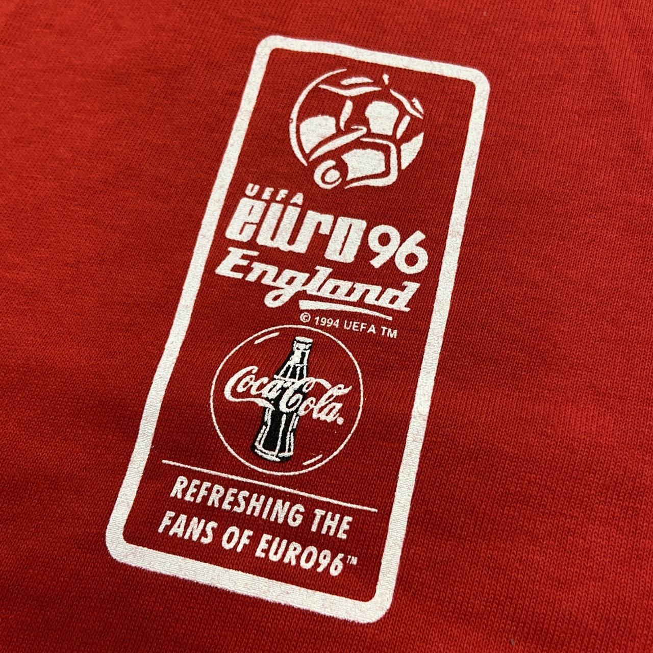 Vintage 90s Coca Cola euro 96 football tournament graphic red t-shirt