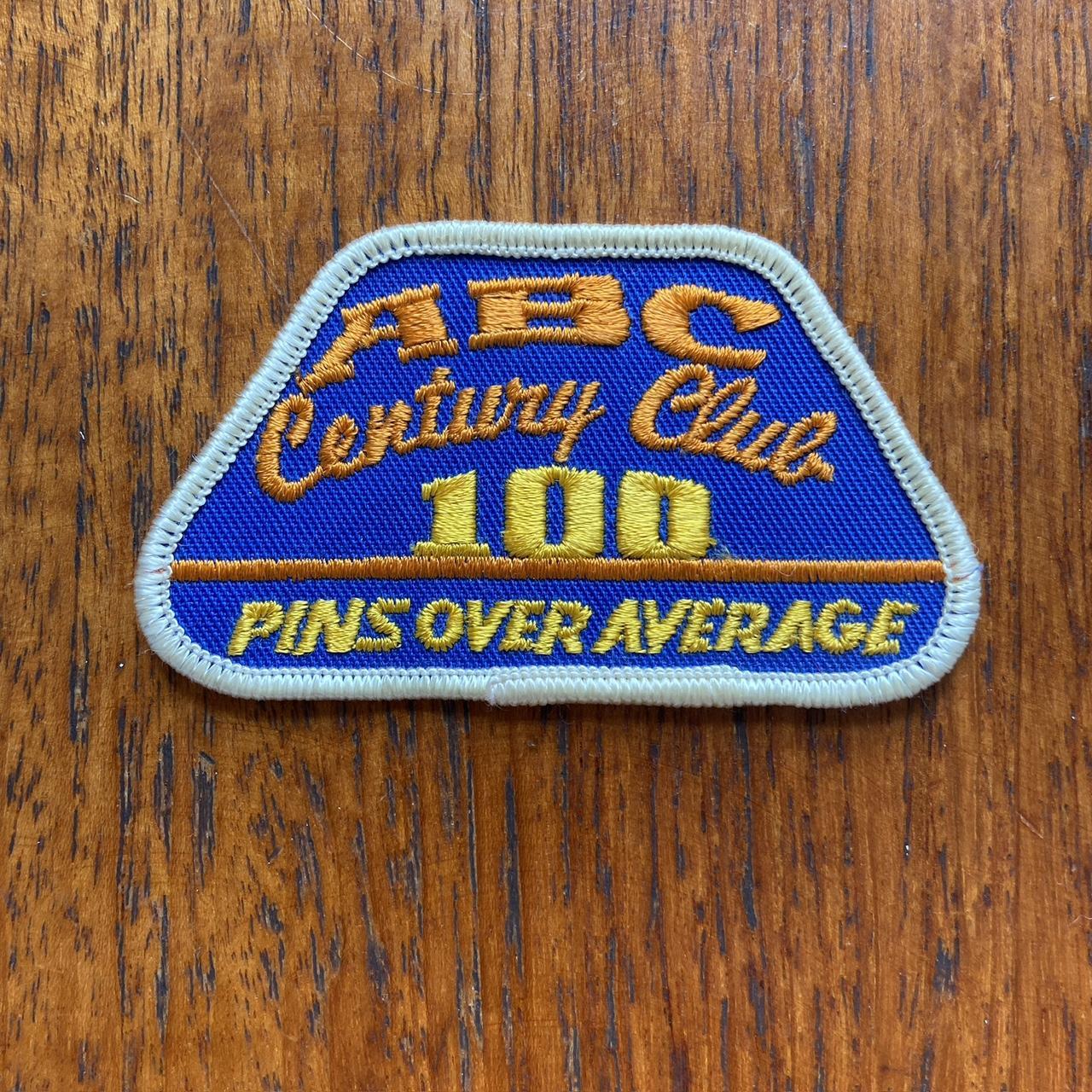 Vintage 80s USA ABC century club bowling strike embroidered sew on badge collectible patch