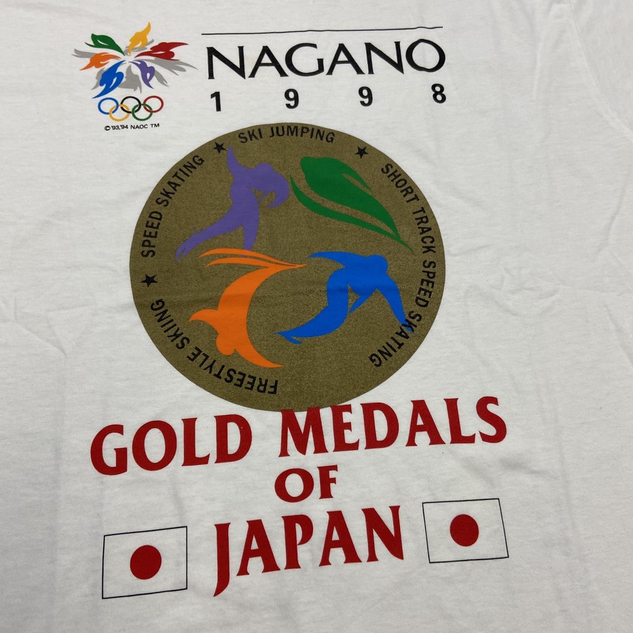 Vintage 90s Nagano Japan 1998 Winter Olympics dead-stock graphic white t-shirt