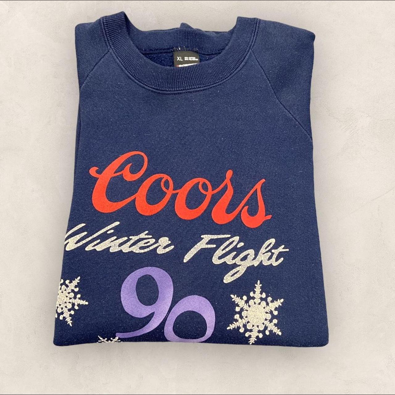 Vintage 90s USA Coors beer winter flight 8K Road Race promotional graphic sweatshirt