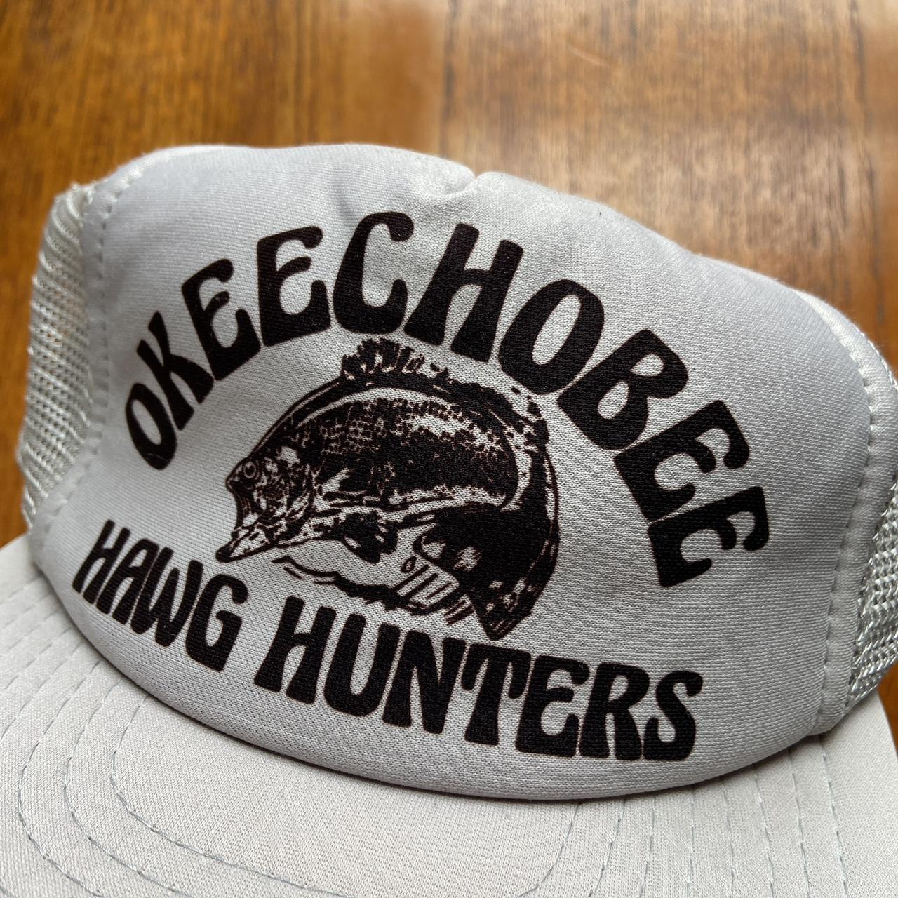 Vintage 90s USA Okeechobee hawg hunters bass fish graphic trucker cap