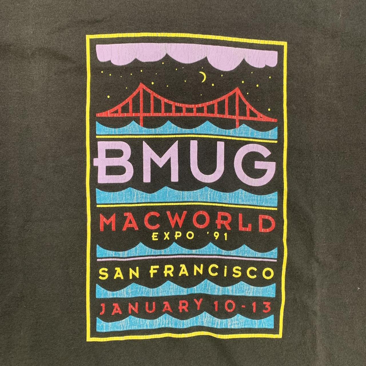 Vintage 90s USA Berkeley Macintosh Users Group Apple Mac World San Francisco graphic t-shirt