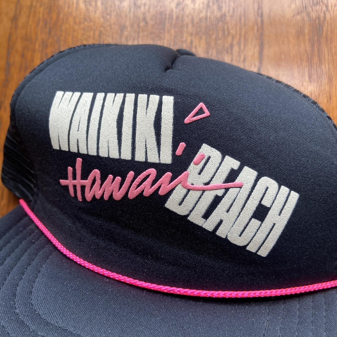 Vintage 90s USA Waikiki beach Hawaii tourist souvenir promotional graphic trucker cap