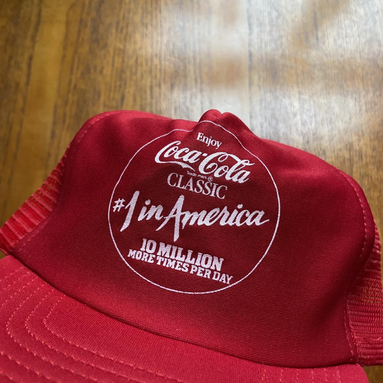 Vintage 90s USA Coca Cola classic graphic red trucker cap