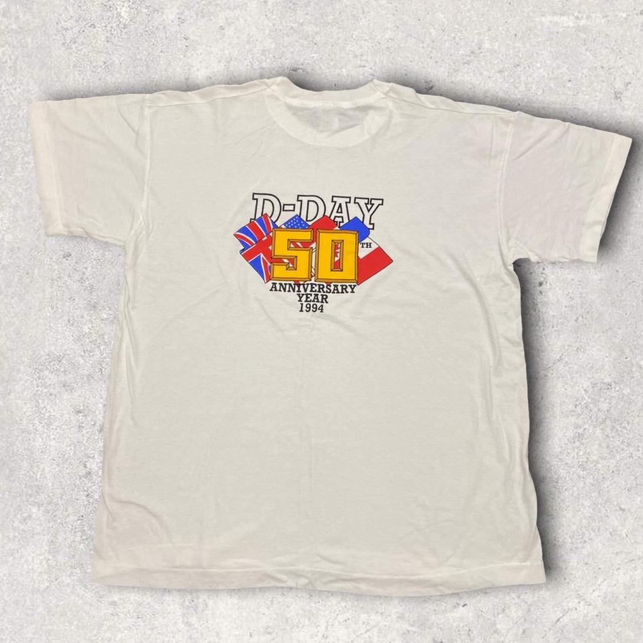 Vintage 90s USA D-day 50th anniversary graphic white t-shirt