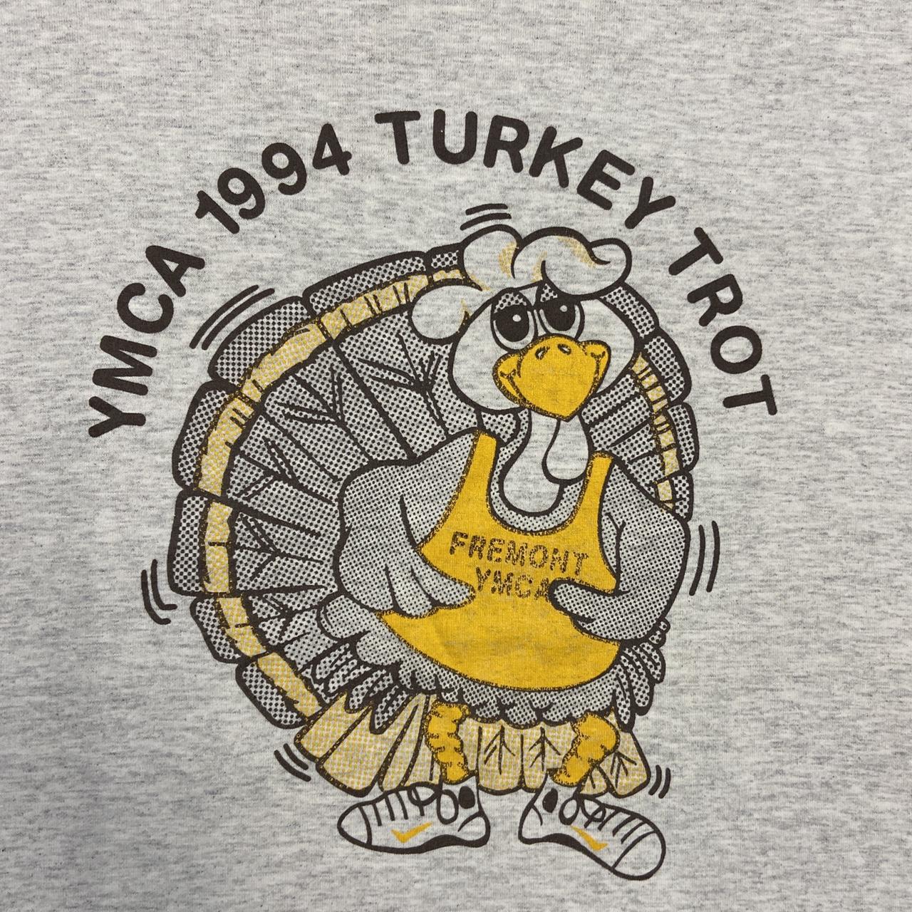 Vintage 90s USA single stitch YMCA 1994 turkey trot race promotional graphic t-shirt