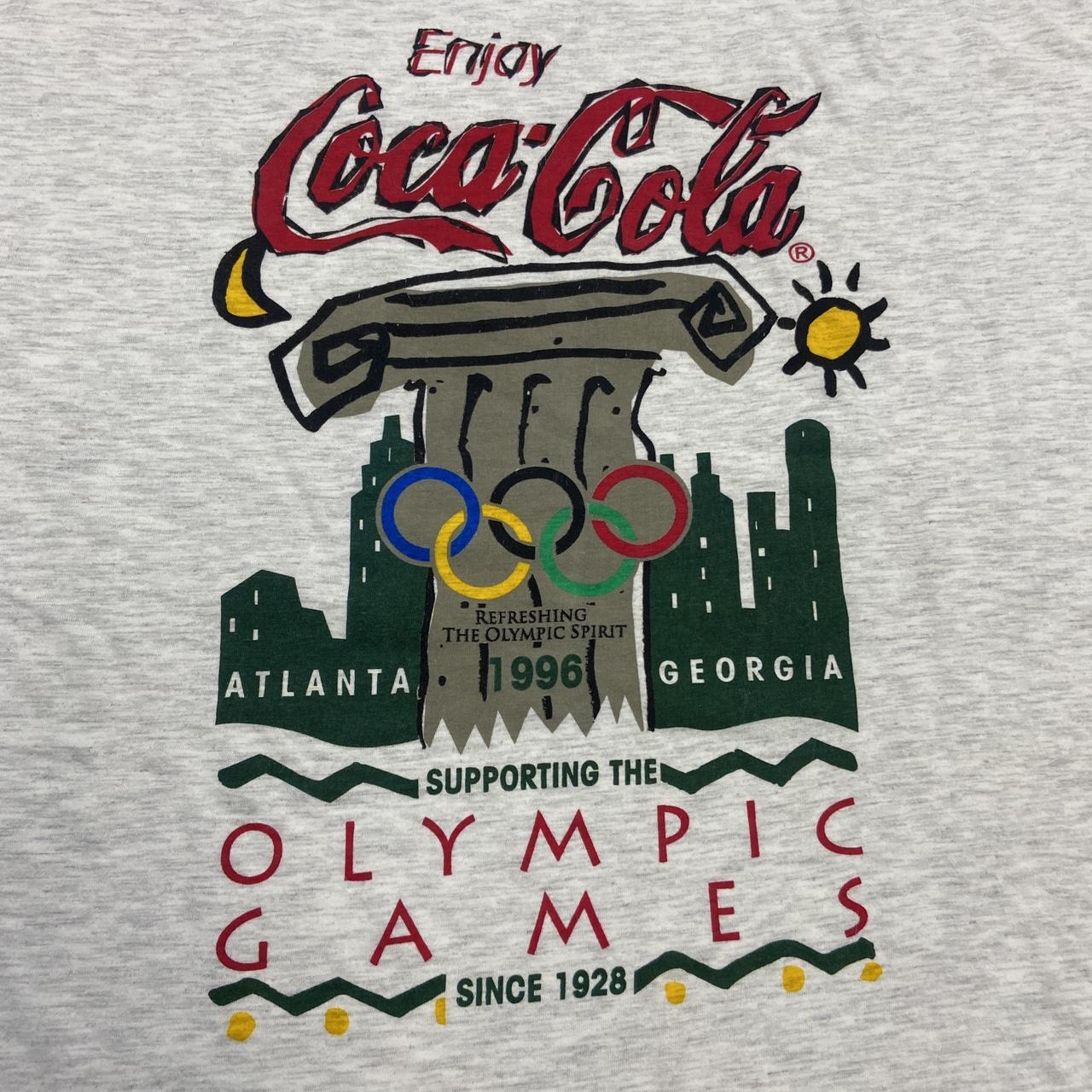 Vintage 90s USA Coca Cola Atlanta Olympics summer games promotional graphic t-shirt