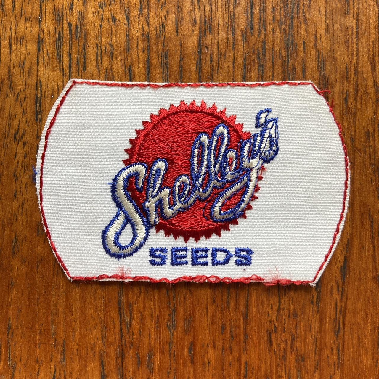 Vintage 80s USA patch Shelley’s seeds agriculture farming embroidered sew on badge