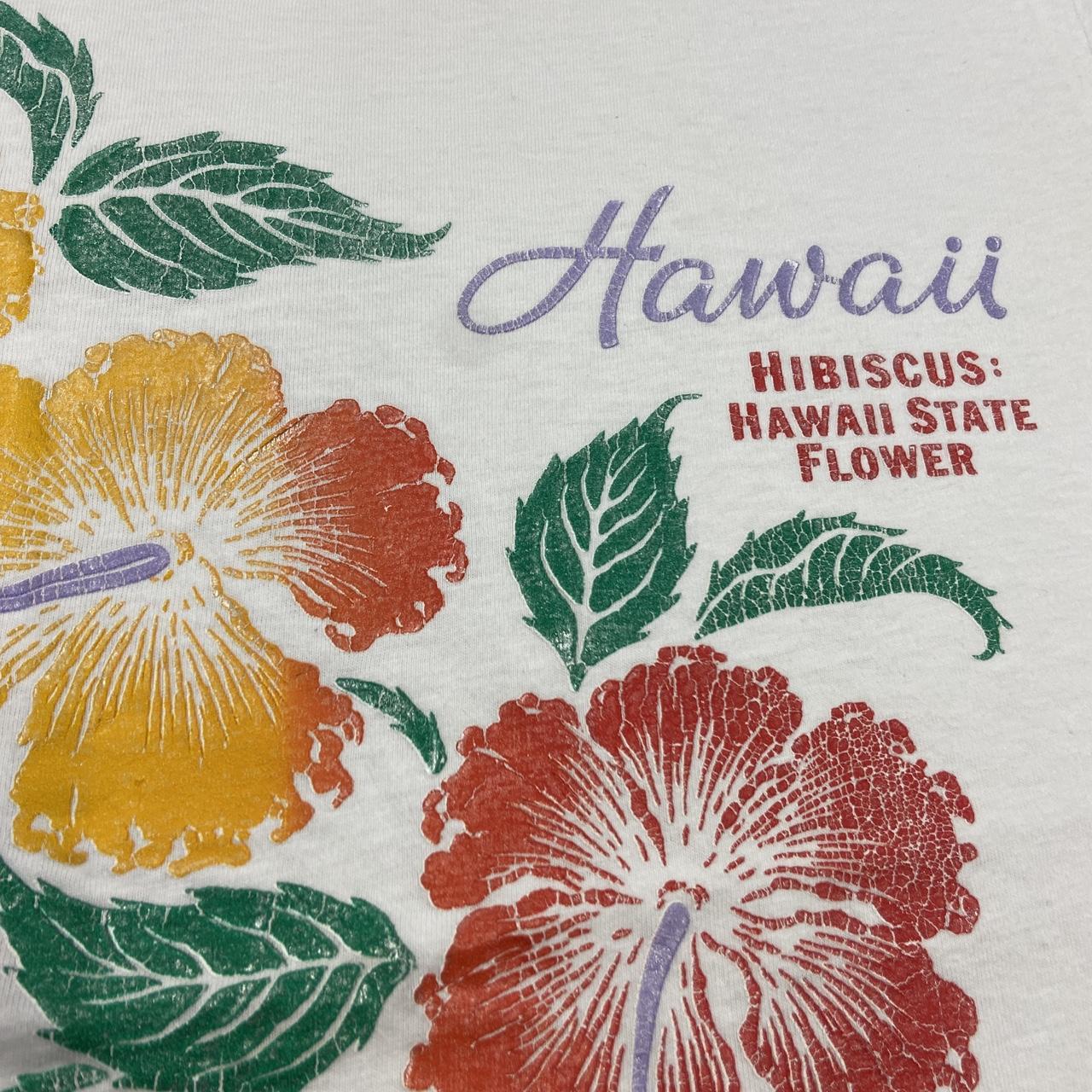 Vintage 90s USA Hibiscus Hawaii state flower wildlife promotional graphic t-shirt