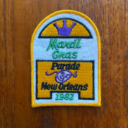 Vintage 80s USA patch Mardi Gras parade 82 New Orleans Louisiana embroidered sew on badge