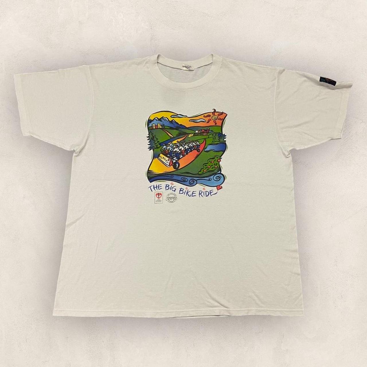 Vintage 90s USA the big bike ride charity cycling promotional graphic t-shirt