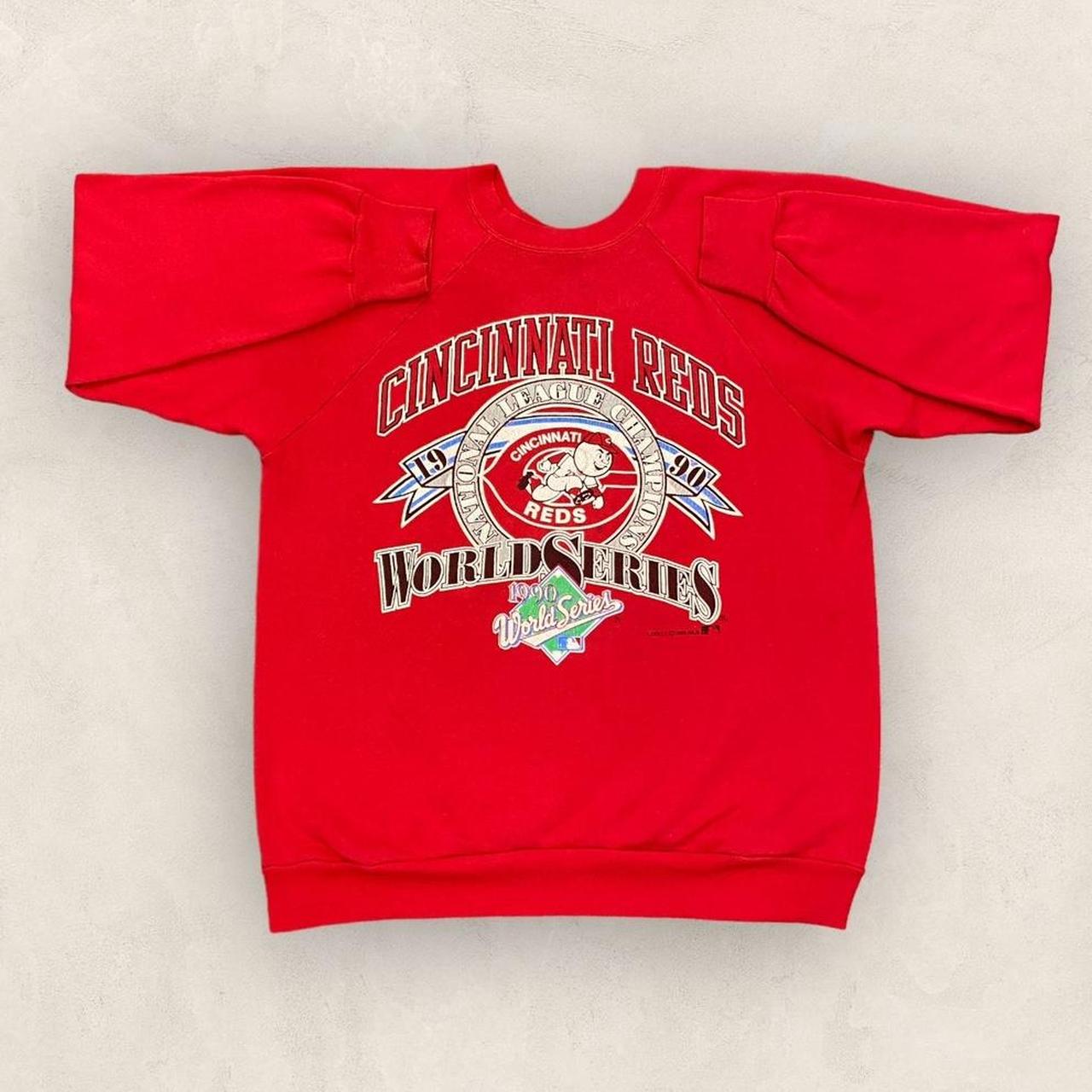 Vintage 90s Cincinnati Reds MLB Baseball champions World Series promotional graphic sweatshirt