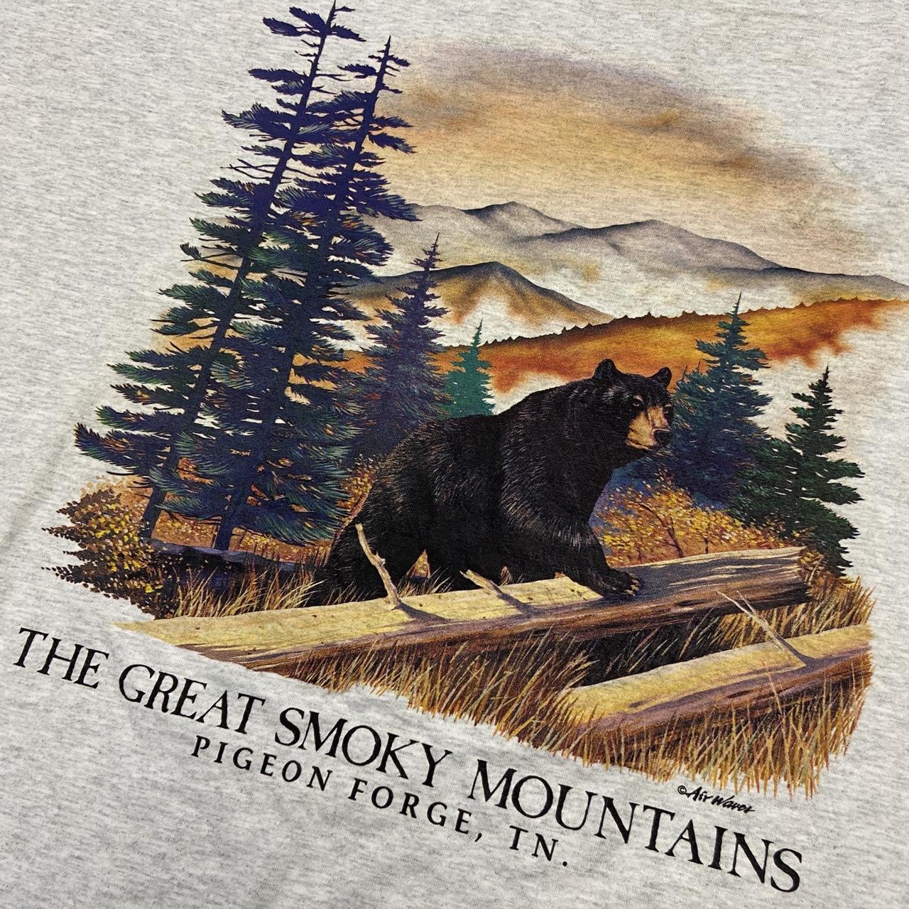 Vintage 90s USA great smoky mountains Pigeon forge Tennessee graphic grey t-shirt