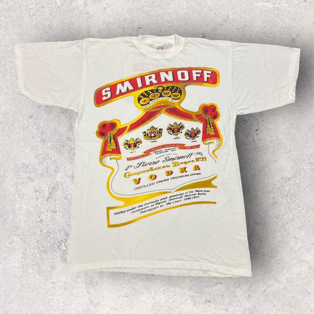 Vintage 90s Smirnoff premium vodka alcohol promotional graphic t-shirt