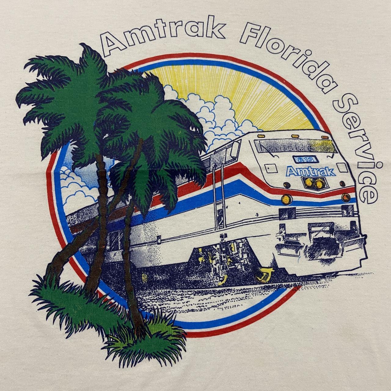 Vintage 90s USA Amtrak Florida Service freight train promotional graphic t-shirt