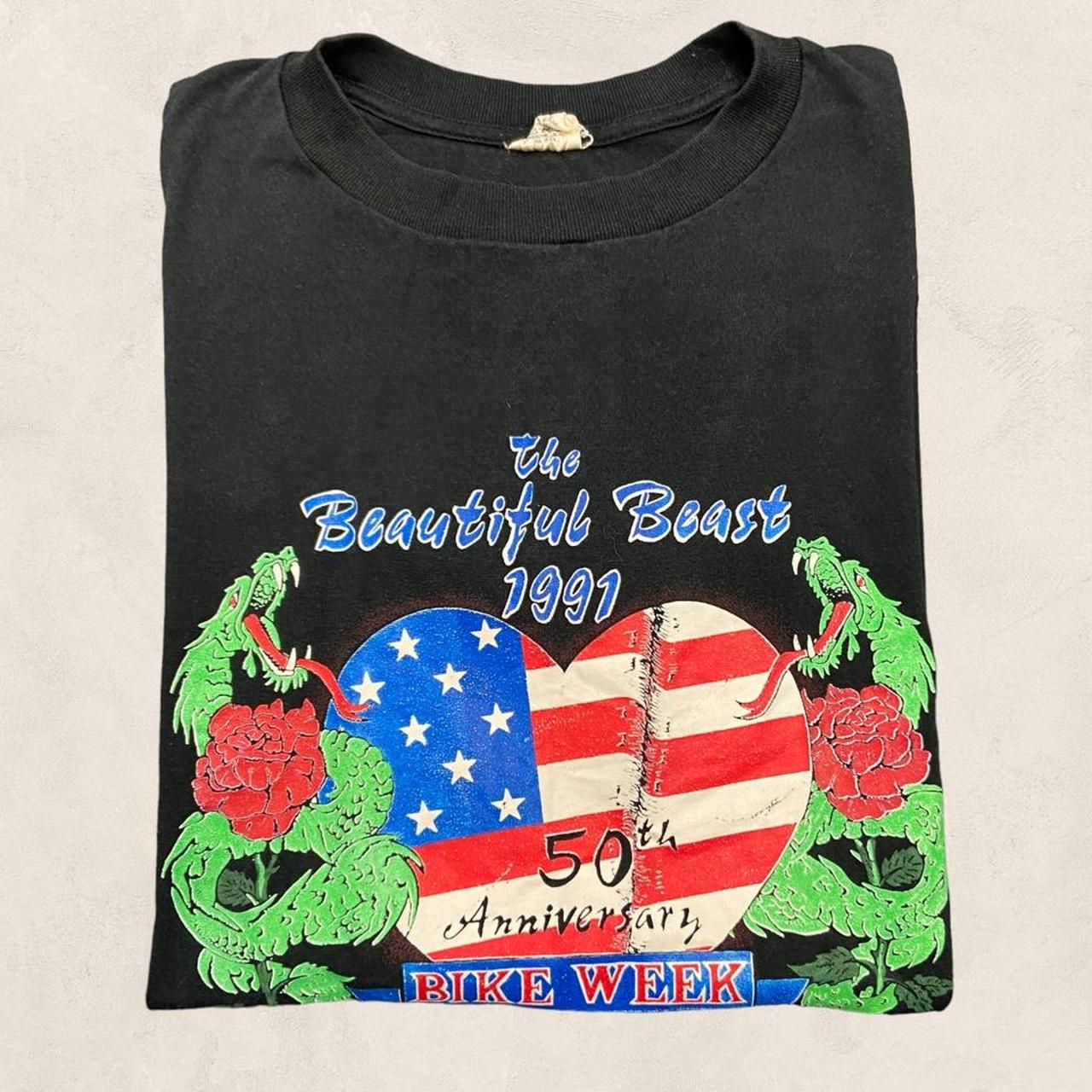 Vintage 90s USA the beautiful beast bike week Daytona beach Florida graphic t-shirt