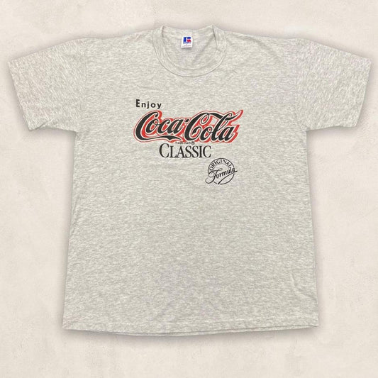 Vintage 90s USA enjoy Coca Cola classic graphic grey t-shirt