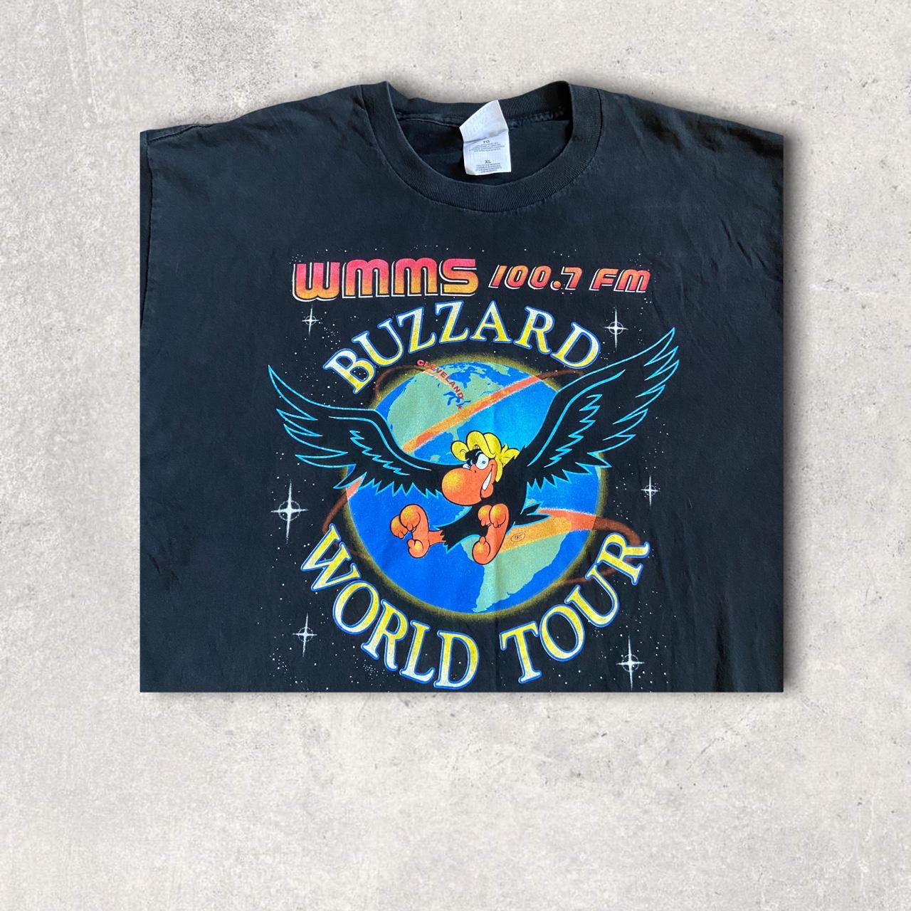 Vintage 90s USA WMMS 100.7FM Radio Buzzard Rock World Tour promotional graphic t-shirt