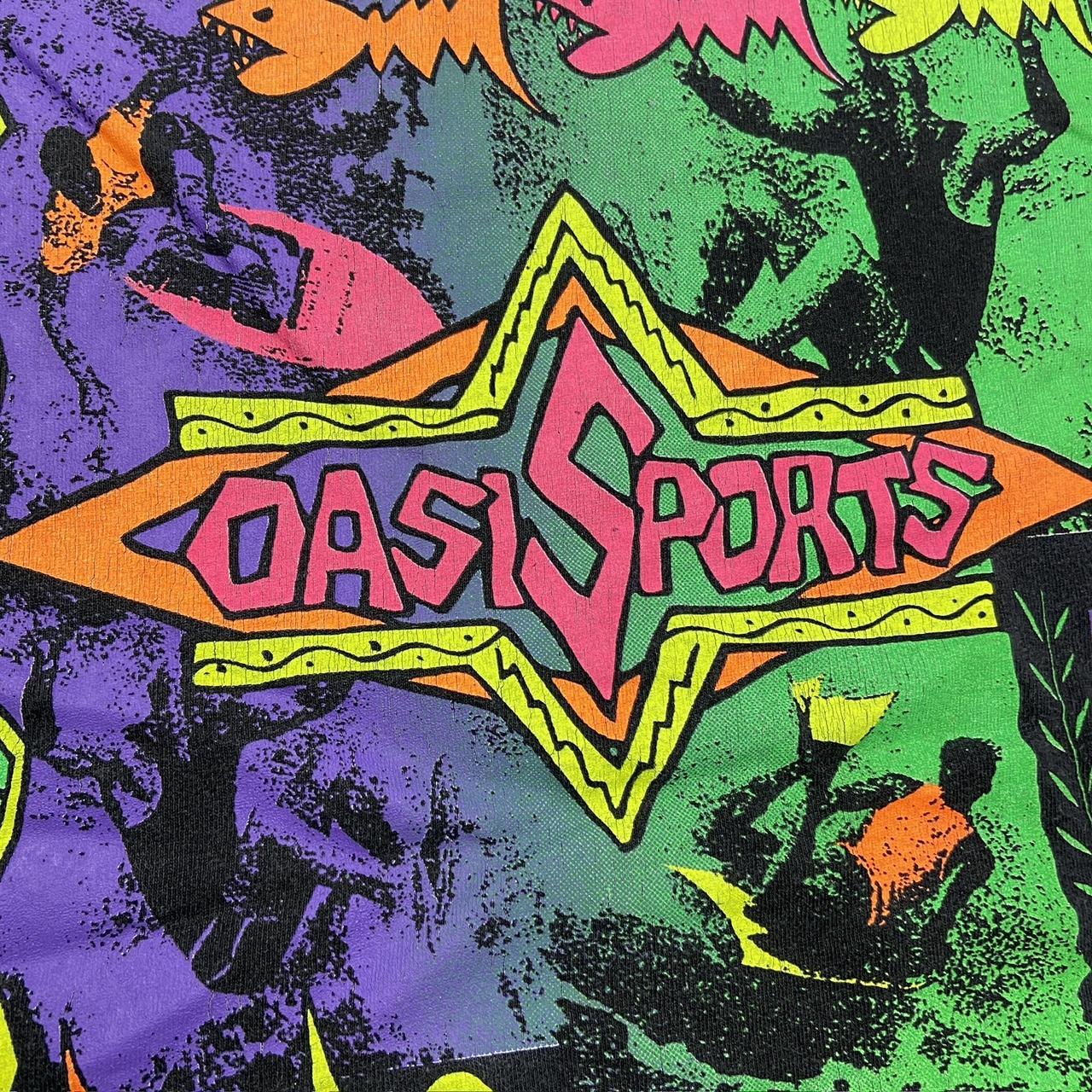 Vintage 90s USA oasis sports neon water sports surfing promotional graphic t-shirt