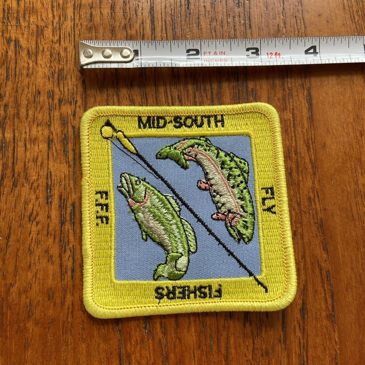 Vintage 80s USA patch mid-south fly fishers fishing embroidered sew on badge