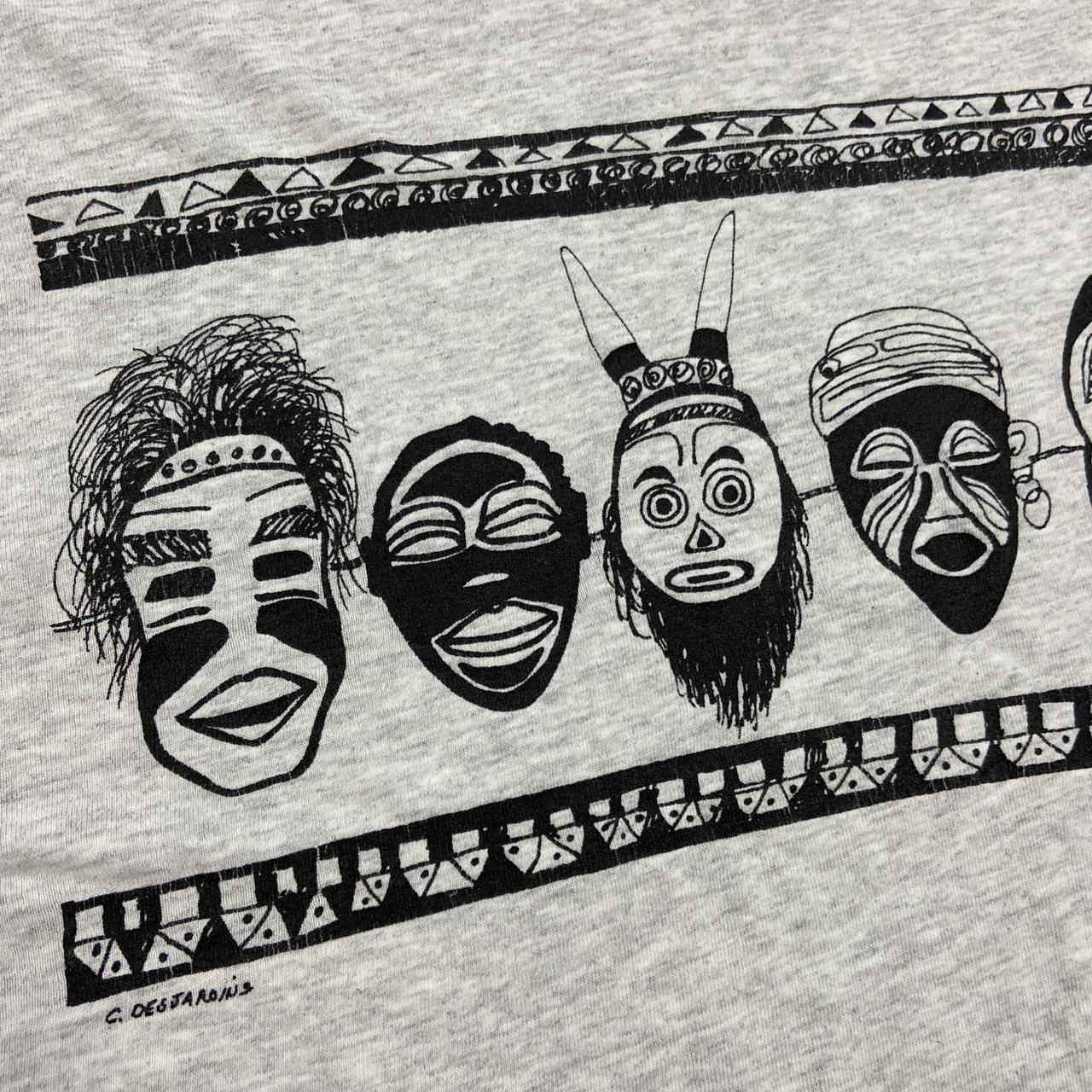 Vintage 90s tribal mask faces Canada graphic long sleeve t-shirt