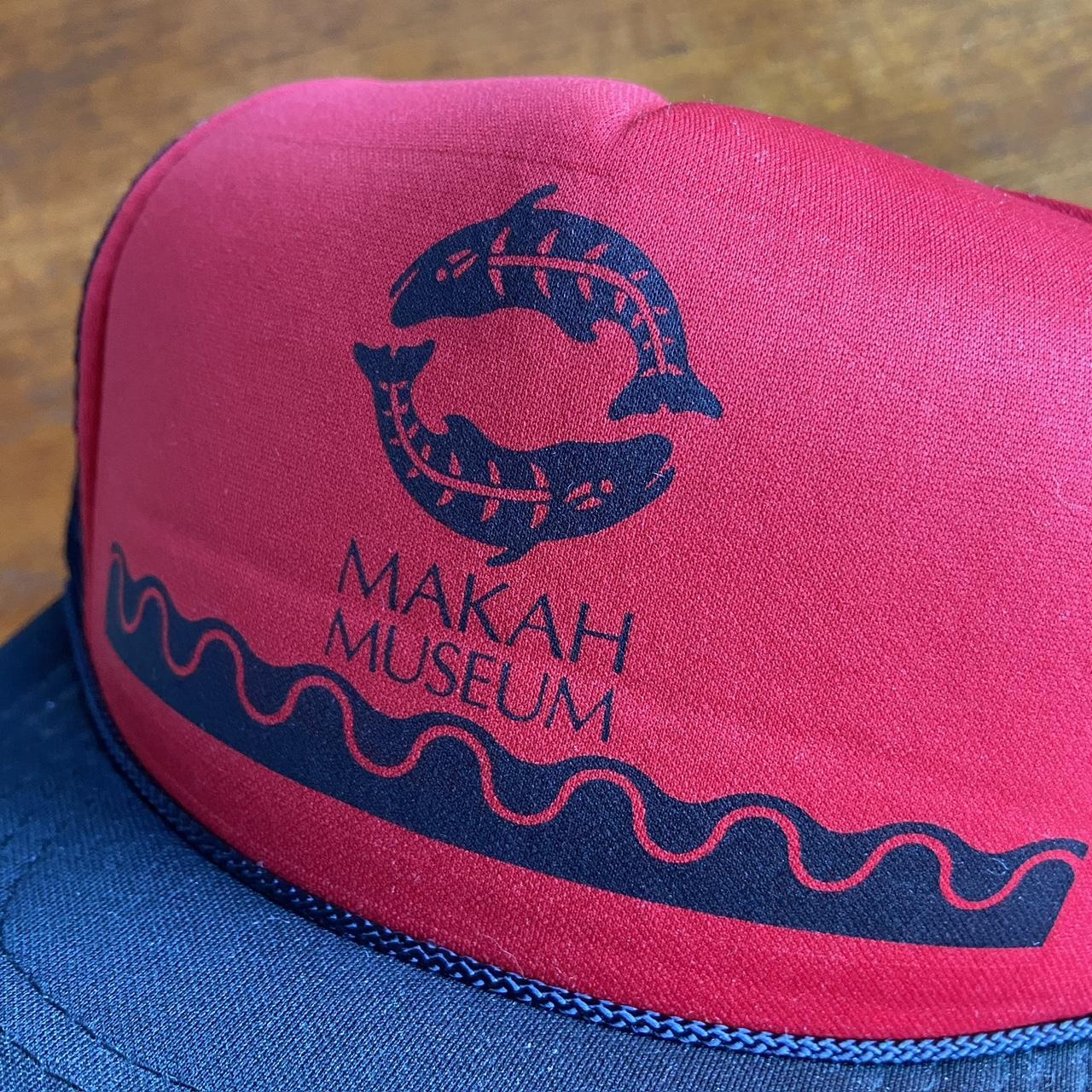 Vintage 90s USA Makah Museum Native American tribe Washington promotional graphic trucker cap