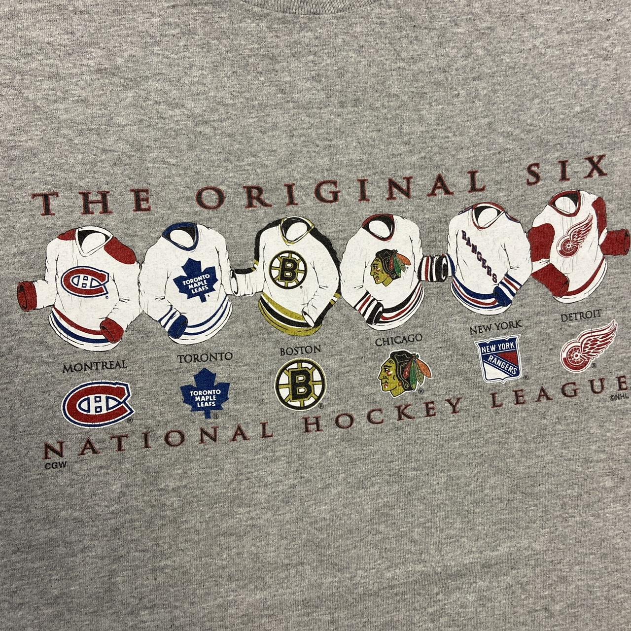 Vintage 90s USA NHL national Ice Hockey league the original six promotional graphic t-shirt